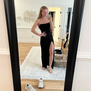 Size 0 Oh Polly embellished bandeau cowl neck maxi dress in black